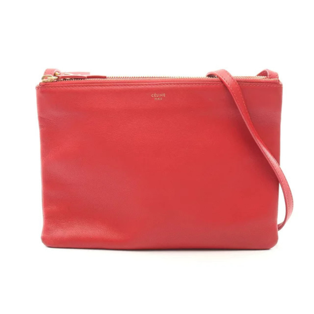 Celine Trio Crossbody Bag Leather Red